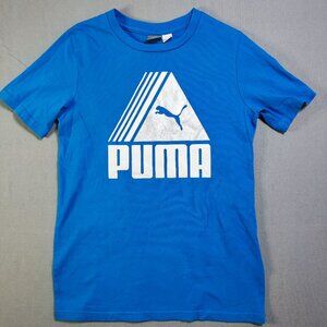 Puma short sleeve T-shirt boys size M (10-12) blue with silver and white graphic